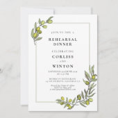 オリーブ枝フレームリハーサルディナー招待状 招待状 (正面)