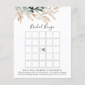 オリーブ枝ブライダルシャワービンゴゲームカード (正面)