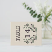 オリーブ枝リース結婚のテーブル番号 ポストカード (スタンド正面)