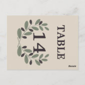 オリーブ枝リース結婚のテーブル番号 ポストカード (裏面)