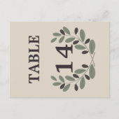 オリーブ枝リース結婚のテーブル番号 ポストカード (正面)