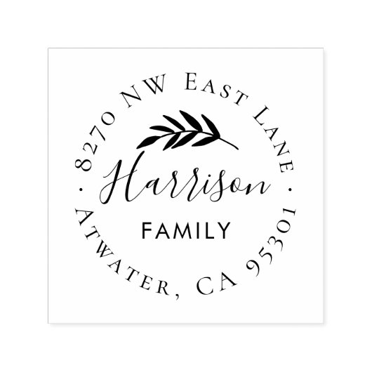 オリーブ枝丸の住所スタンプ セルフインキングスタンプ (デザイン)