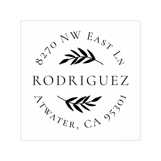 オリーブ枝丸の住所スタンプ セルフインキングスタンプ (デザイン)