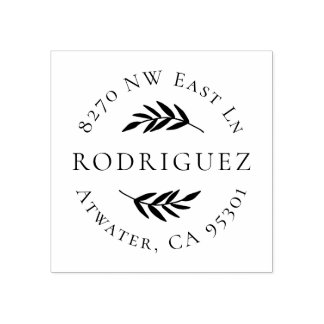 オリーブ枝丸の住所スタンプ ラバースタンプ