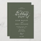 オリーブ枝書道手描結婚き 招待状 (正面/裏面)