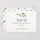 オリーブ枝水の色結婚のサンキューカード サンキューカード (正面/裏面)