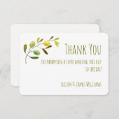 オリーブ枝水の色結婚のサンキューカード サンキューカード (正面/裏面)