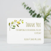 オリーブ枝水の色結婚のサンキューカード サンキューカード (スタンド正面)