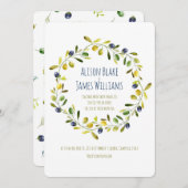 オリーブ枝水カラー結婚式招待状カード 招待状 (正面/裏面)