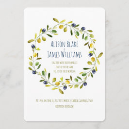 オリーブ枝水カラー結婚式招待状カード 招待状
