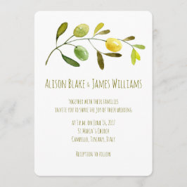 オリーブ枝水カラー結婚式招待状カード 招待状