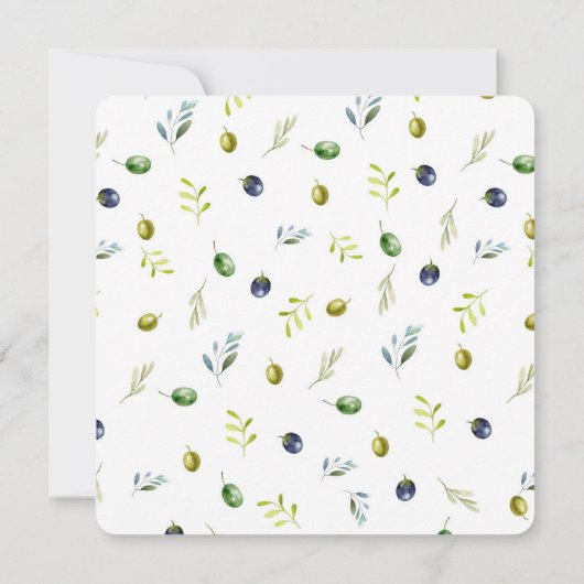 オリーブ枝水カラー結婚式招待状カード 招待状 (裏面)