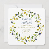 オリーブ枝水カラー結婚式招待状カード 招待状 (正面)