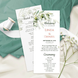 オリーブ枝水彩素朴結婚式 プログラム