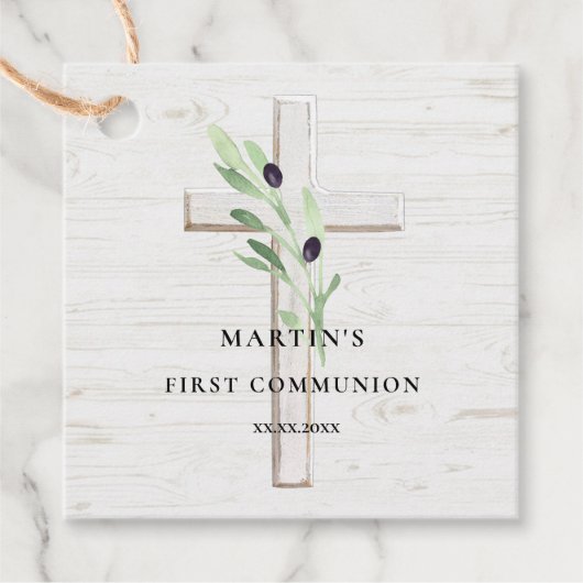 オリーブ枝白木十字第一聖餐式 フェイバータグ (正面)