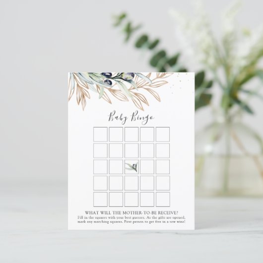 オリーブ枝赤ちゃんシャワービンゴゲームカード (スタンド正面)