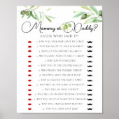 オリーブ枝赤ちゃんシャワーママまたはパパのゲーム ポスター (正面)