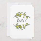 オリーブ枝。結婚式招待状。 招待状 (裏面)