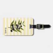 オリーブ枝、黄ストライプ色 ラゲッジタグ (正面横)