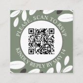 オリーブ枝、QRコードRSVP地中海の結婚 エンクロージャーカード (正面)