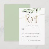 オリーブ枝RSVP結婚の 出欠カード (正面/裏面)