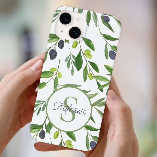 オリーブ柄 モノグラム グリーン ウォーターカラー Case-Mate iPhoneケース