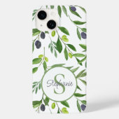 オリーブ柄 モノグラム グリーン ウォーターカラー Case-Mate iPhoneケース (裏面)