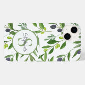 オリーブ柄 モノグラム グリーン ウォーターカラー Case-Mate iPhoneケース (裏面 (横))