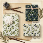 オリーブ植物の枝：自然インスパイア-デザイン ラッピングペーパーシート