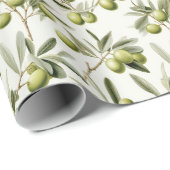 オリーブ植物の枝：自然インスパイア-デザイン ラッピングペーパー (ロールコーナー)