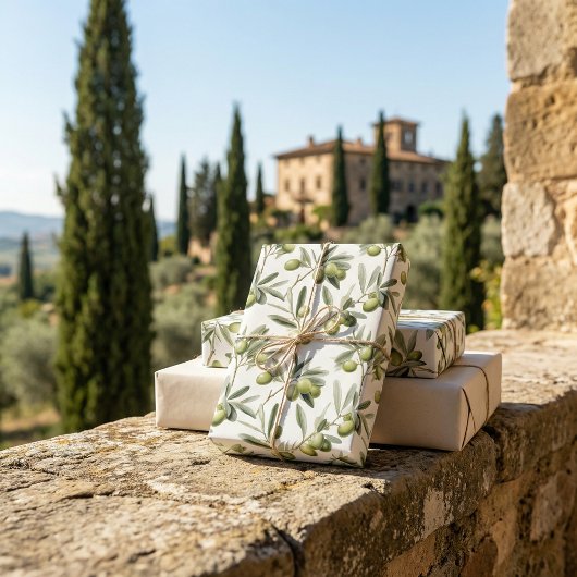 オリーブ植物の枝：自然インスパイア-デザイン ラッピングペーパー