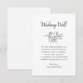 オリーブ植物の願い井戸。 黒と白の結婚式 エンクロージャーカード (正面/裏面)