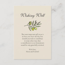 オリーブ植物願い。トスカーナスタイル結婚ズ エンクロージャーカード