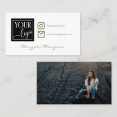 オリーブ水彩のロゴと写真ソーシャルメディア 名刺 (正面/裏面)