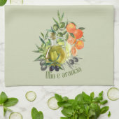 オリーブ油とオレンジ キッチンタオル (折り畳み)