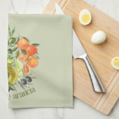 オリーブ油とオレンジ キッチンタオル (四つ折り)