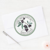 オリーブ油とヴィンテージオリーブイラストレーションシール ラウンドシール (封筒)