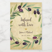 オリーブ油に愛の結婚式の引き出物が満ち素朴た ワインラベル (シングルラベル)