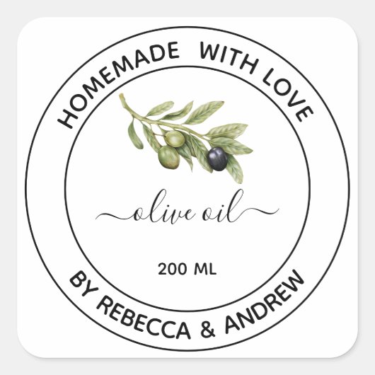 オリーブ油クラフトカラーとヴィンテージイラストレーションS スクエアシール (正面)