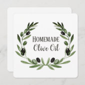 オリーブ油ボトル包装テンプレートプライベートラベル 招待状 (正面/裏面)