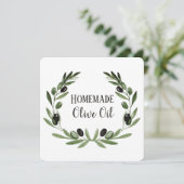 オリーブ油ボトル包装テンプレートプライベートラベル 招待状 (スタンド正面)