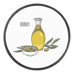 オリーブ油漫画イラストレーション アイスホッケーパック