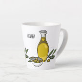 オリーブ油漫画イラストレーション カフェラテマグ (右アングル)