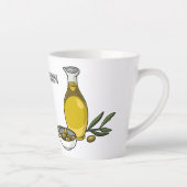 オリーブ油漫画イラストレーション カフェラテマグ (右)