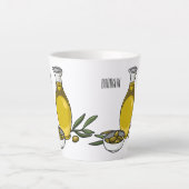 オリーブ油漫画イラストレーション カフェラテマグ (正面)