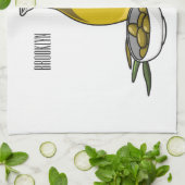 オリーブ油漫画イラストレーション キッチンタオル (折り畳み)