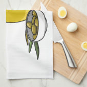 オリーブ油漫画イラストレーション キッチンタオル (四つ折り)