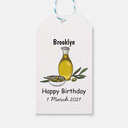 オリーブ油漫画イラストレーション ギフトタグ (正面)