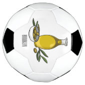 オリーブ油漫画イラストレーション サッカーボール (回転)