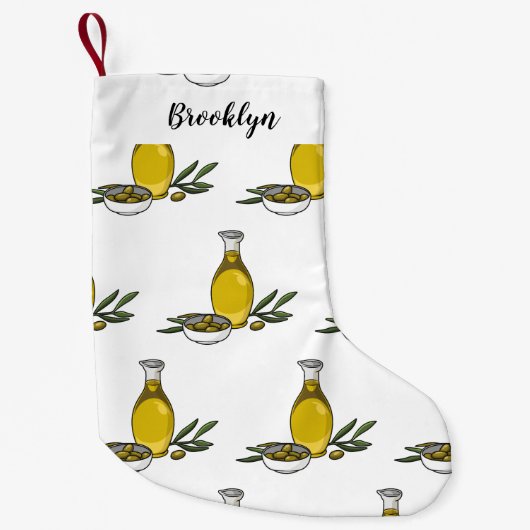 オリーブ油漫画イラストレーション スモールクリスマスストッキング (正面)